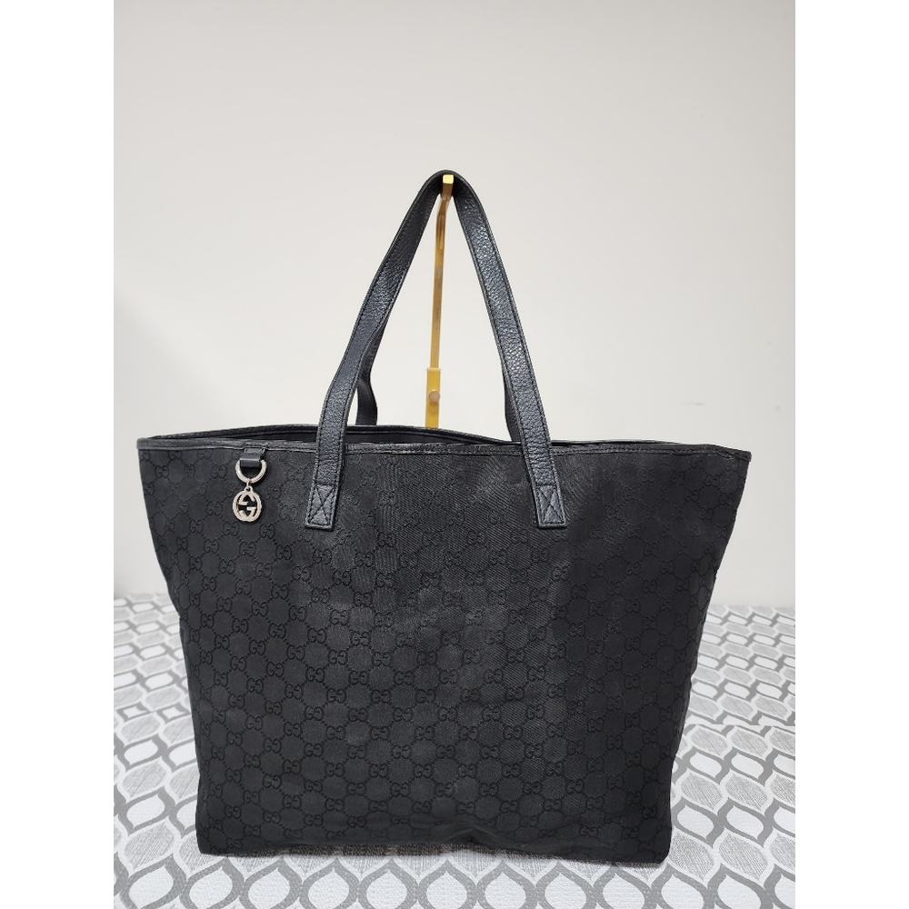 GUCCI Monogram Nylon Large Tote Bag Black